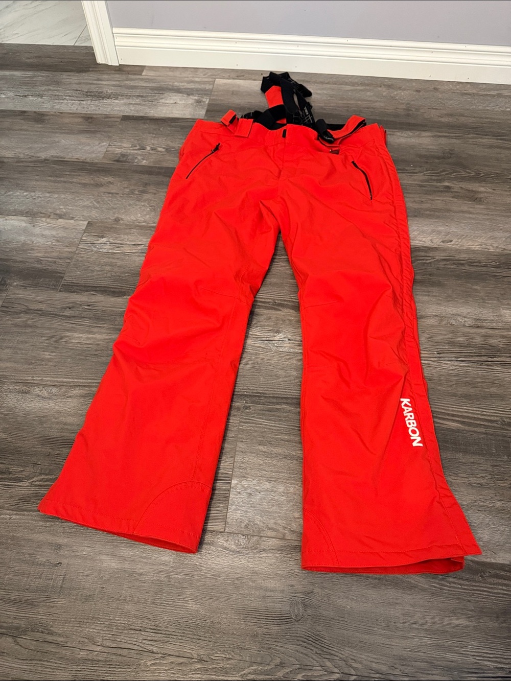 Karbon Men's Red Snow‎ Pants Joggers with Adjustable Suspenders